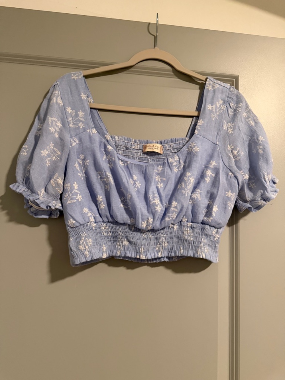 Altar'd State Light Blue Floral Crop Top
